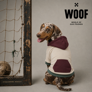The “Training” Hoodie blanca / vino / verde perro